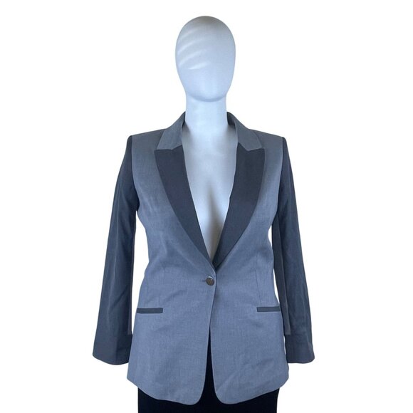 DKNY Women’s Two-Tone Gray Blazer Long Sleeve Single-Button Size 16 - New - Picture 1 of 11